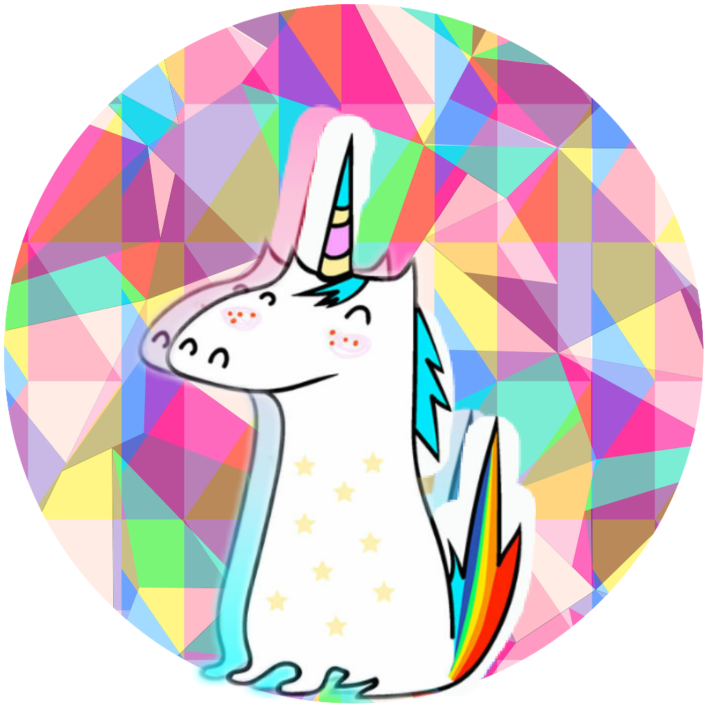 A Cartoon Unicorn With A Rainbow Horn