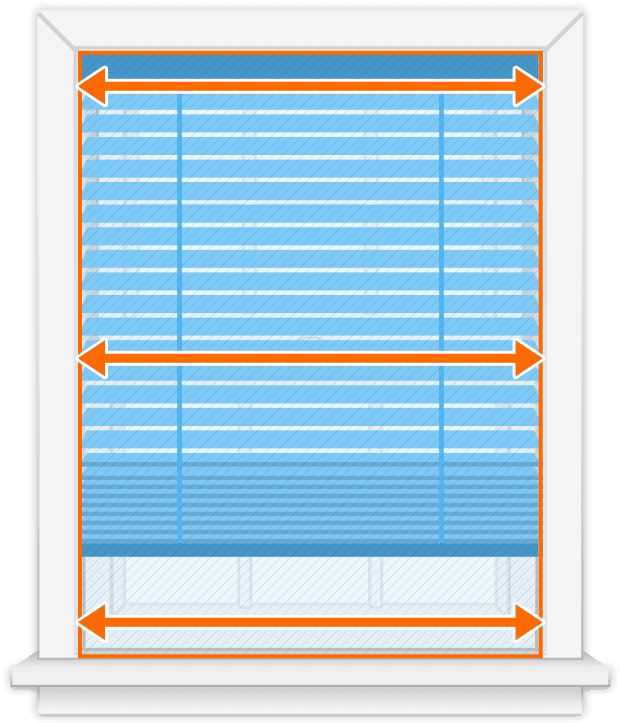 A Window With Blue Blinds And Orange Arrows
