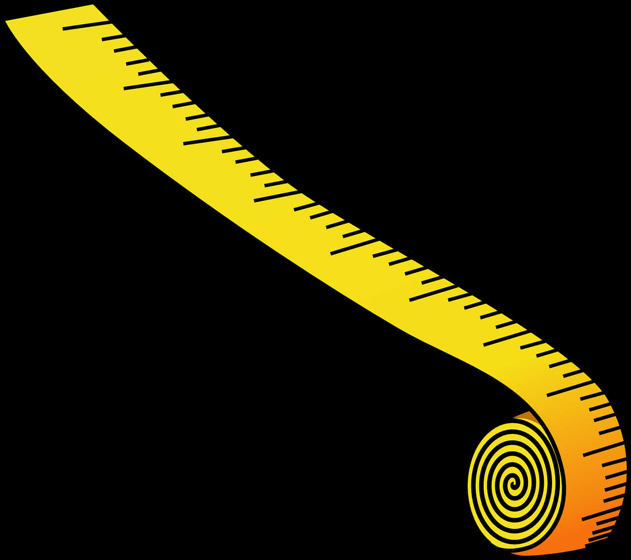 A Yellow Tape Measure On A Black Background
