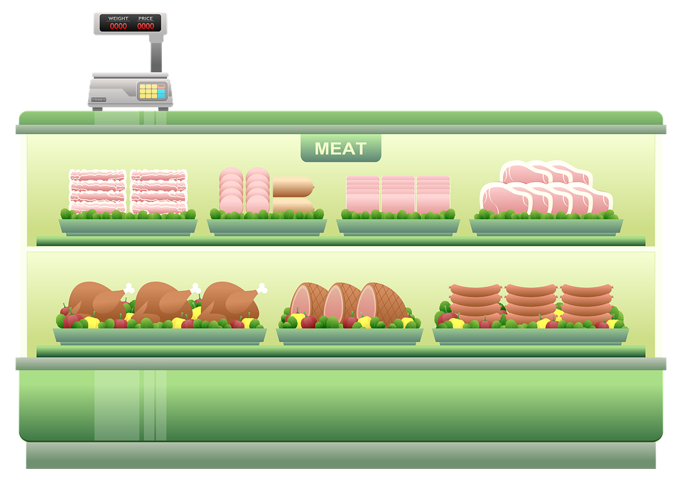 A Display Of Meat And Vegetables