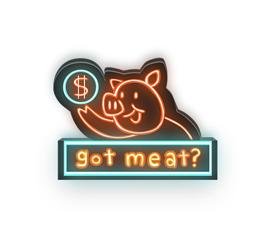 A Neon Sign With A Pig And Dollar Sign