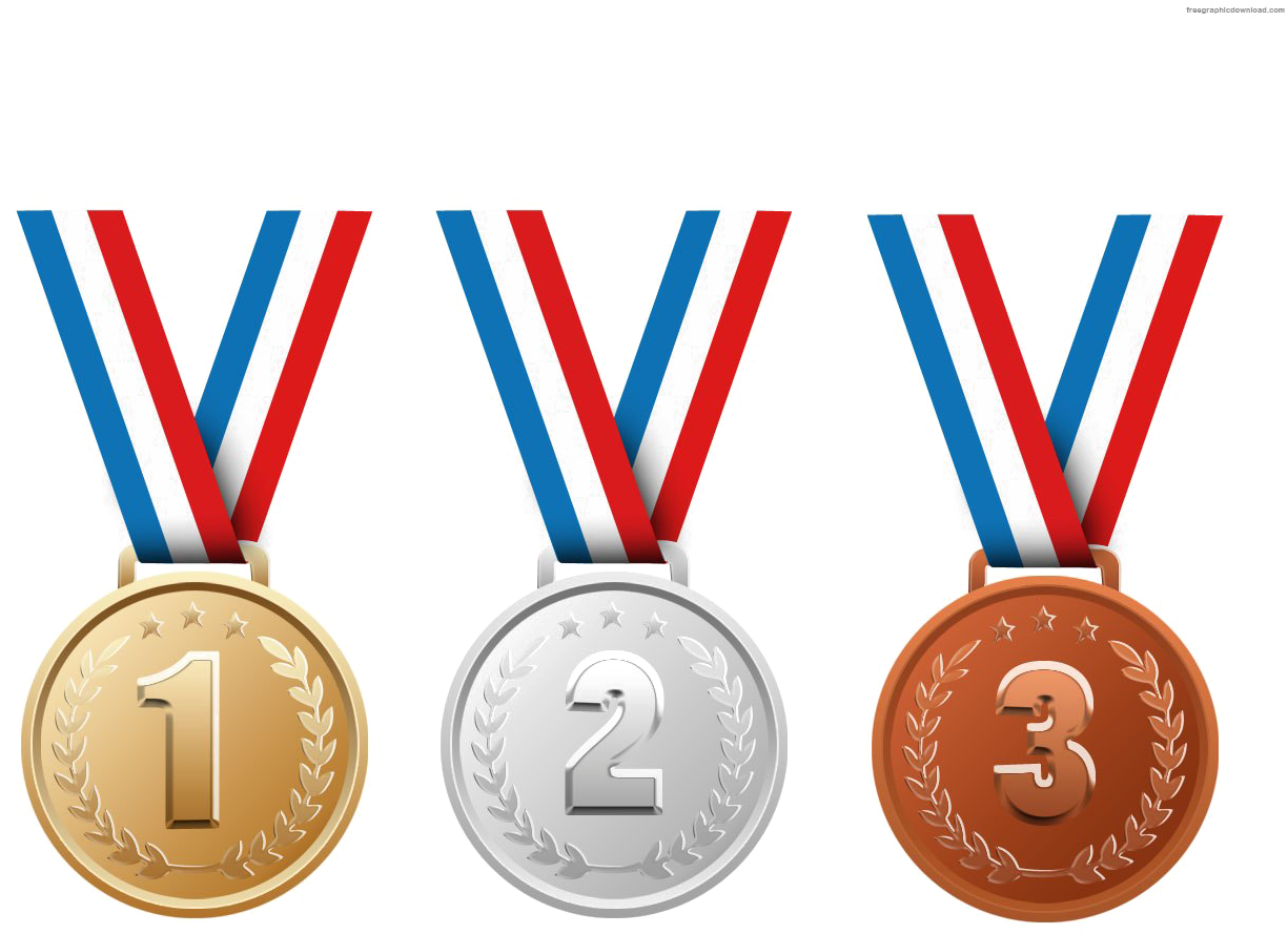 A Group Of Medals With Numbers