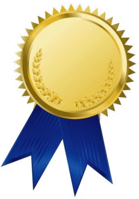 A Gold Medal With Blue Ribbons