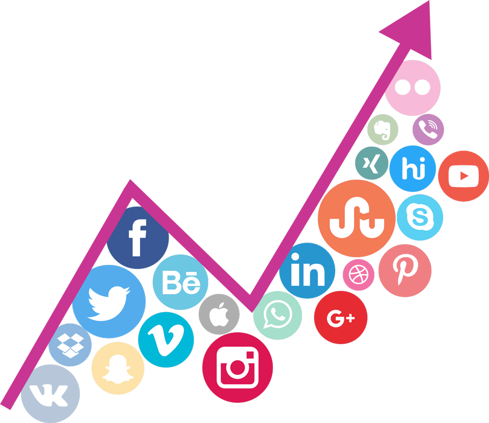 A Graph With Icons Of Social Media