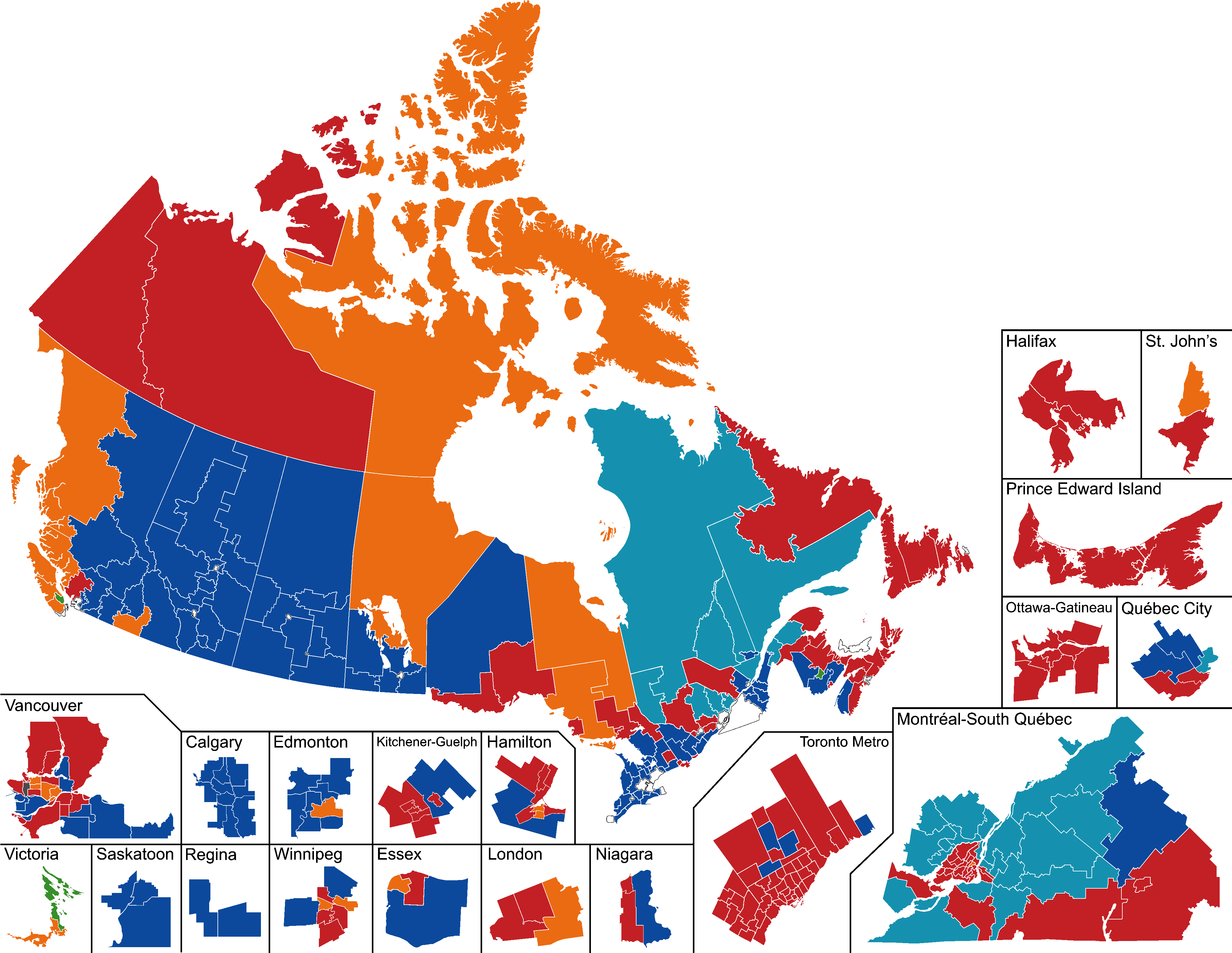 A Map Of Canada With Different Colored Countries/regions