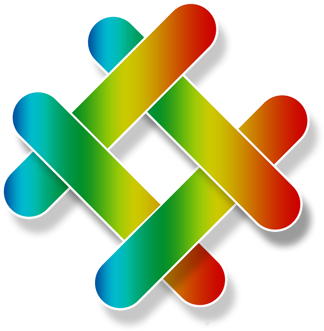 A Rainbow Colored Cross With White Border