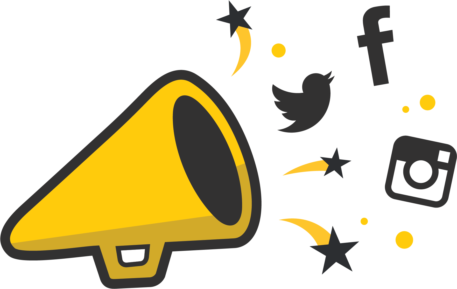A Yellow Megaphone With Stars And A Black Background