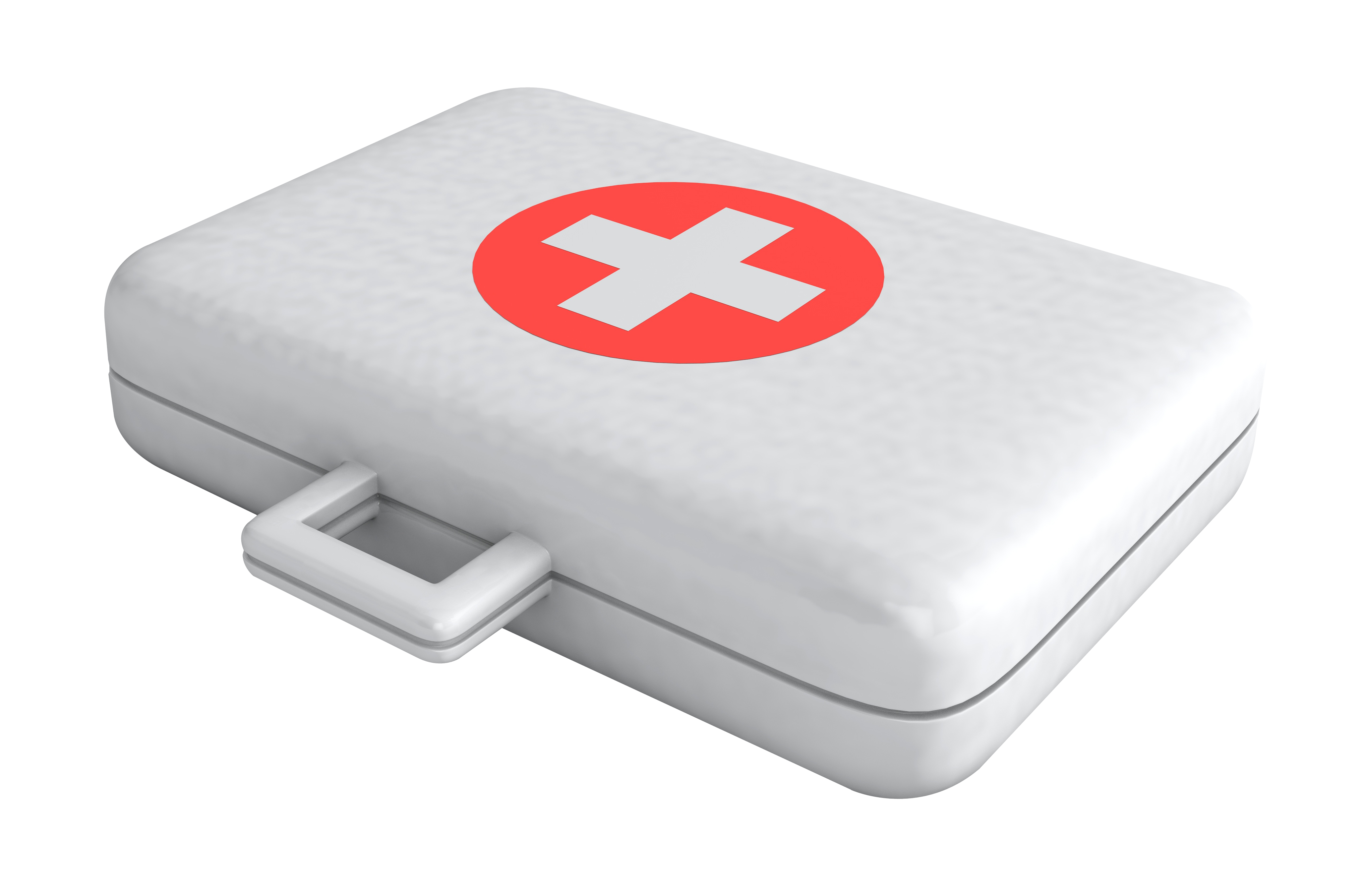 A White First Aid Kit With A Red Cross On It