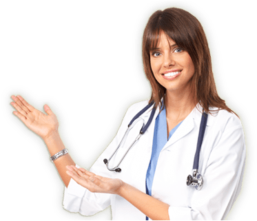 A Woman Wearing A White Lab Coat And Stethoscope