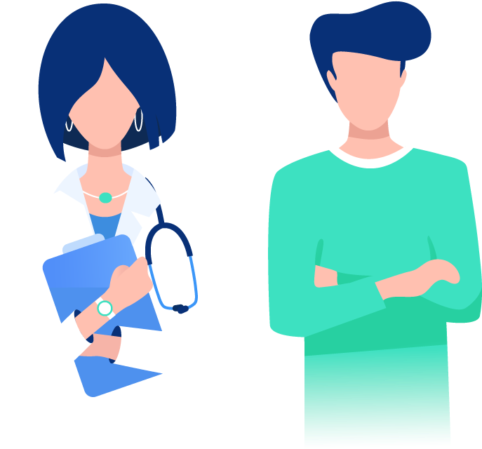 A Man And Woman With Blue Hair And A Stethoscope