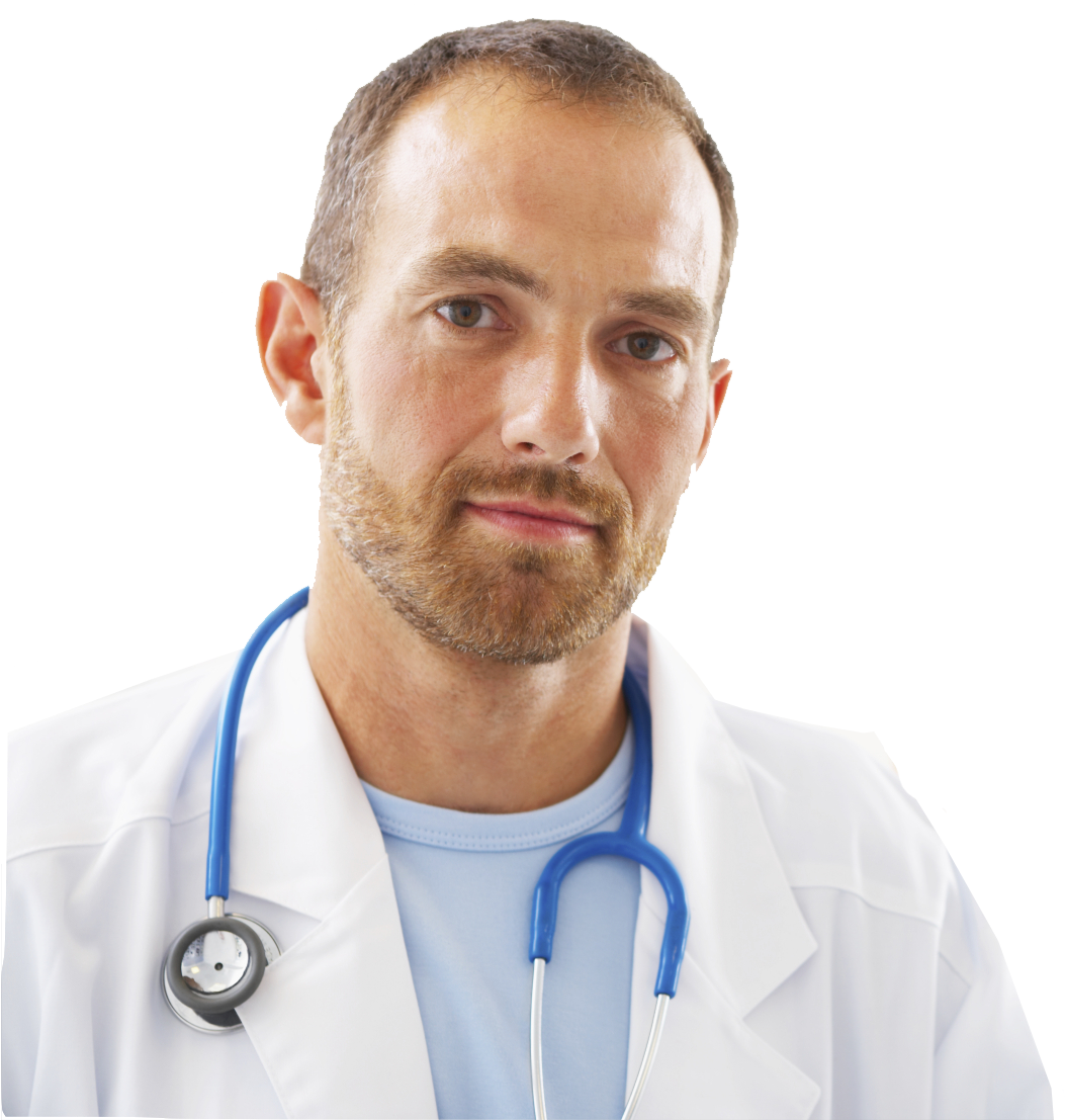 A Man Wearing A White Lab Coat With A Stethoscope Around His Neck