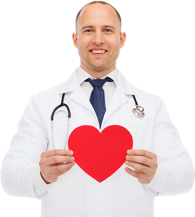 A Man In A White Coat Holding A Heart