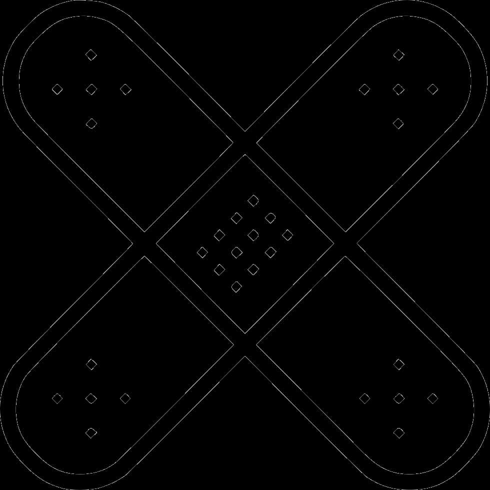 A Black And White Image Of A Cross-shaped Band Aid