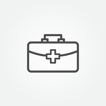 A Black And White Icon Of A First Aid Kit