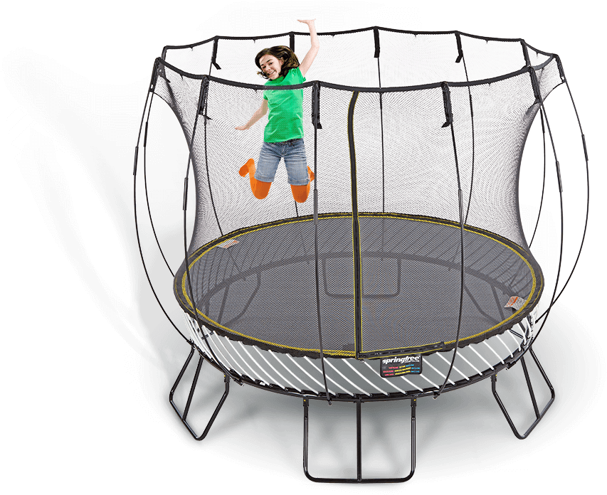 A Girl Jumping On A Trampoline