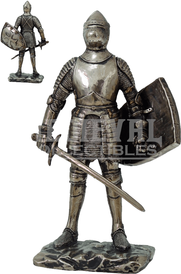 A Statue Of A Knight With A Shield And Sword