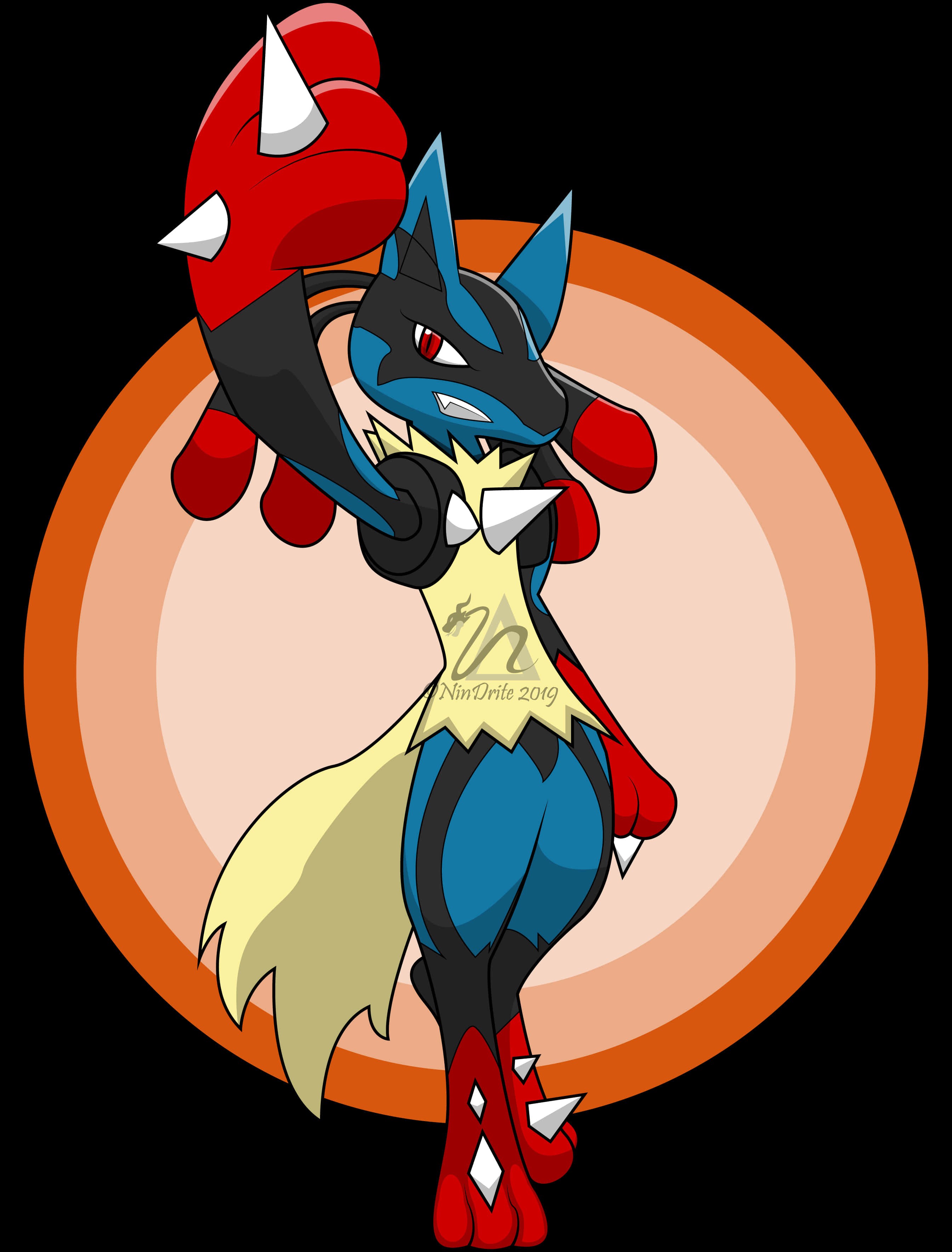 Cartoon Of A Blue And Red Animal With Red And Black Claws