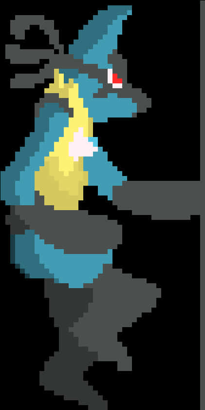 A Pixelated Image Of A Blue And Yellow Animal