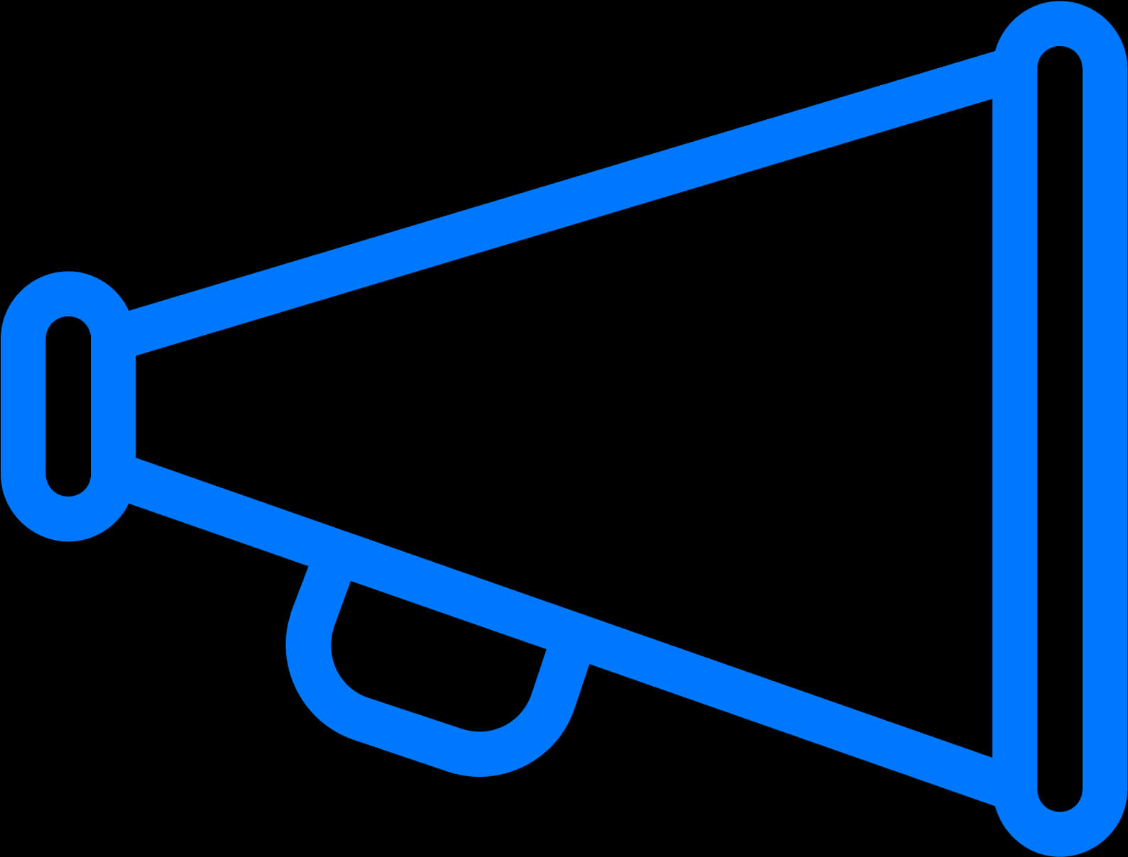 A Blue Megaphone On A Black Background