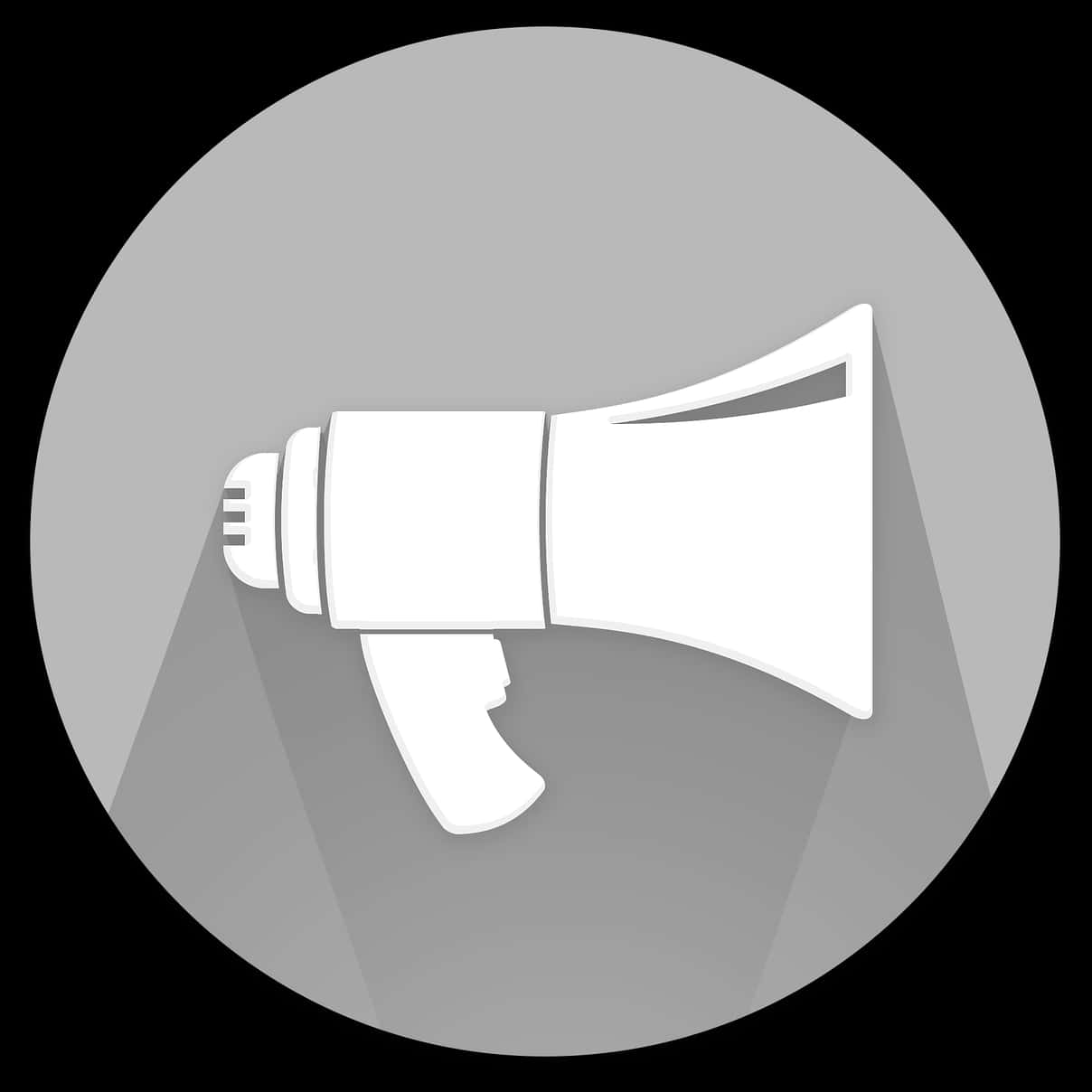 A White Megaphone On A Gray Background