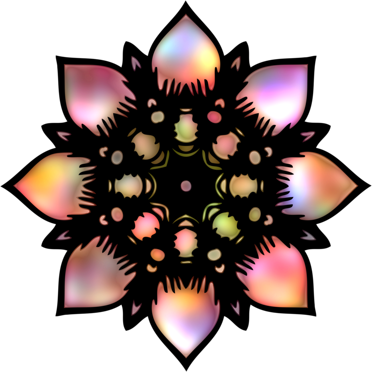 A Colorful Flower Design On A Black Background