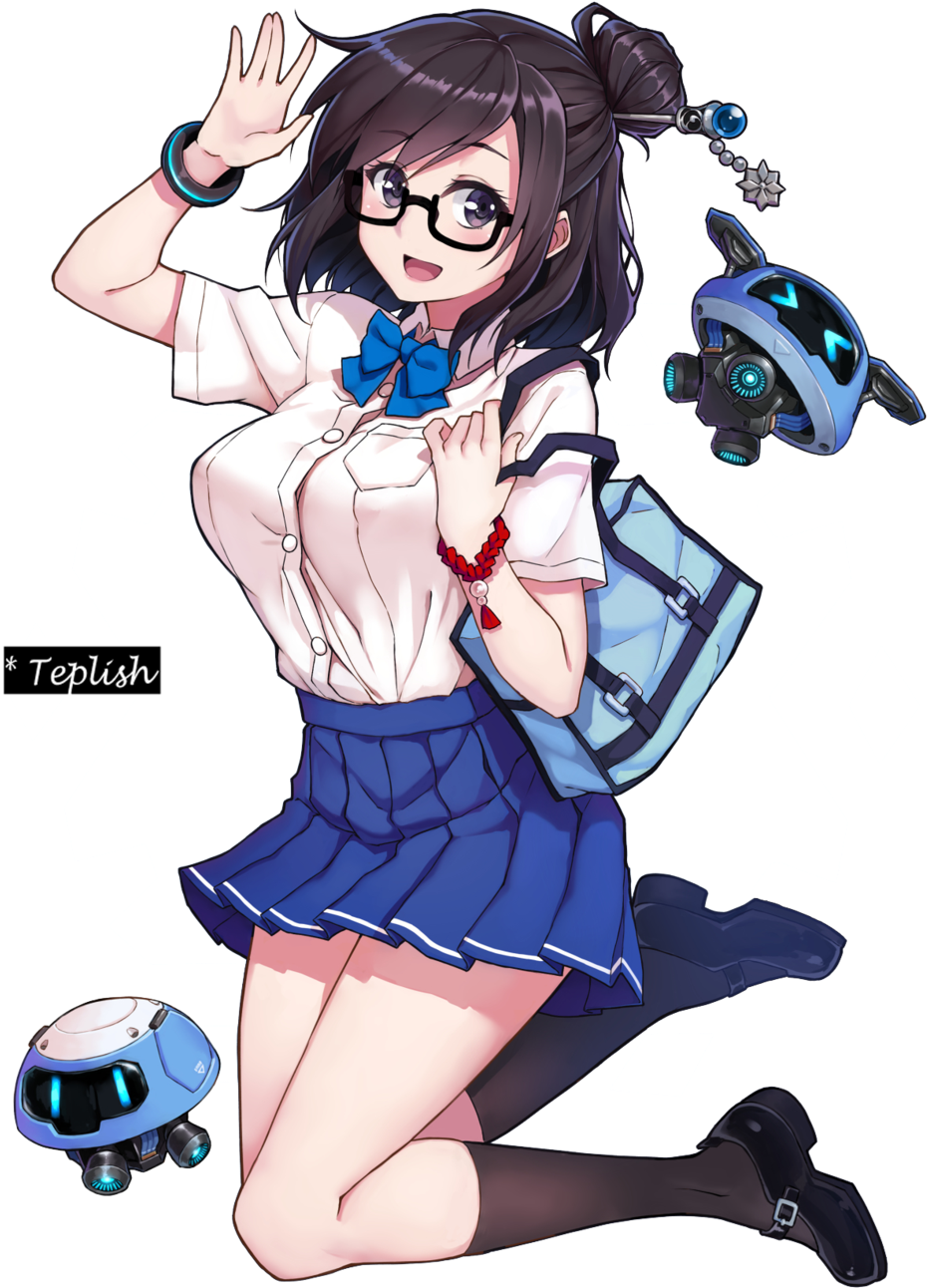 A Cartoon Of A Girl With Glasses And A Backpack