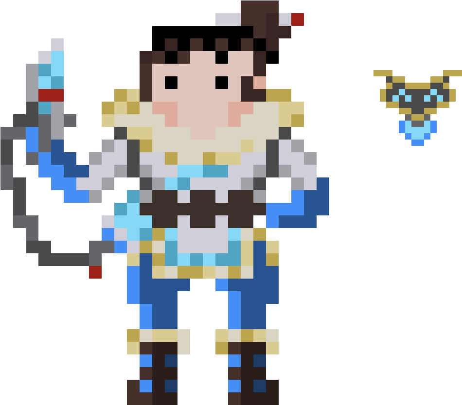 A Pixel Art Of A Person Holding A Sword