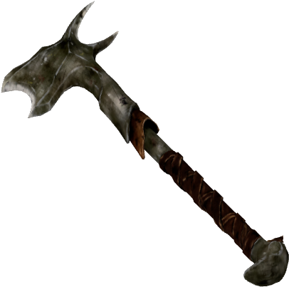 A Metal Axe With A Brown Handle