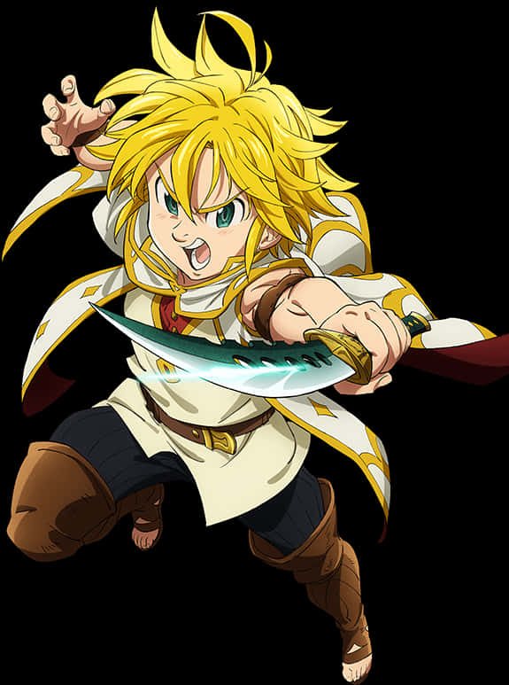 Cartoon Of A Boy Holding A Sword