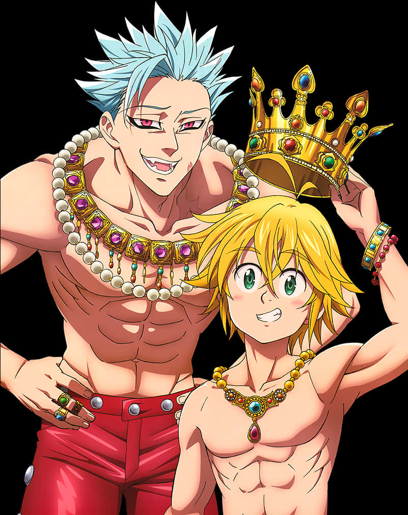 A Cartoon Of A Man And A Boy With A Crown