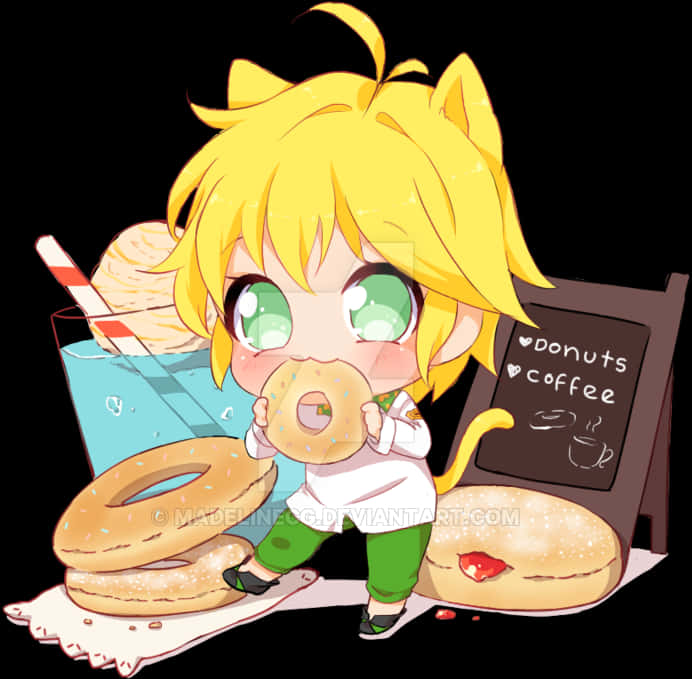 A Cartoon Of A Boy Holding A Donut