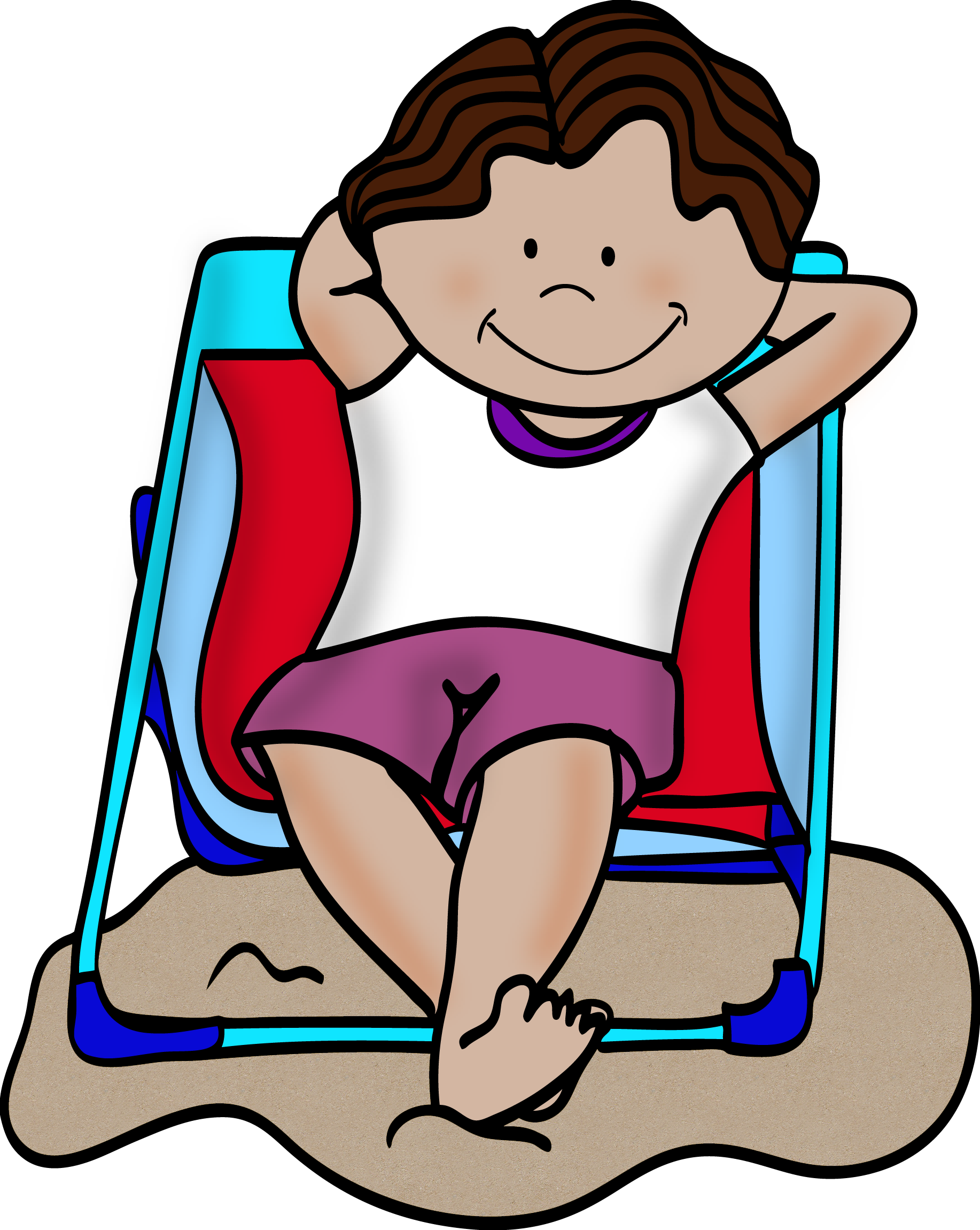 A Cartoon Of A Girl Sitting In A Beach Chair
