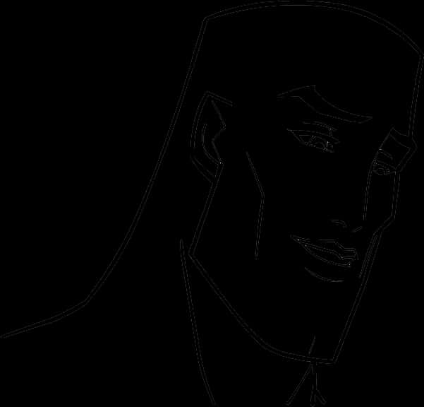 A Black And White Drawing Of A Man's Face