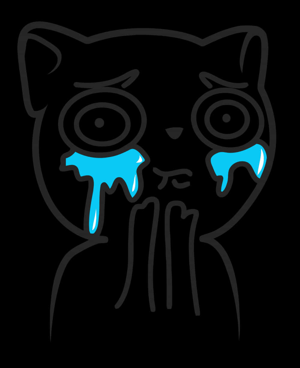 A Cartoon Of A Cat Crying