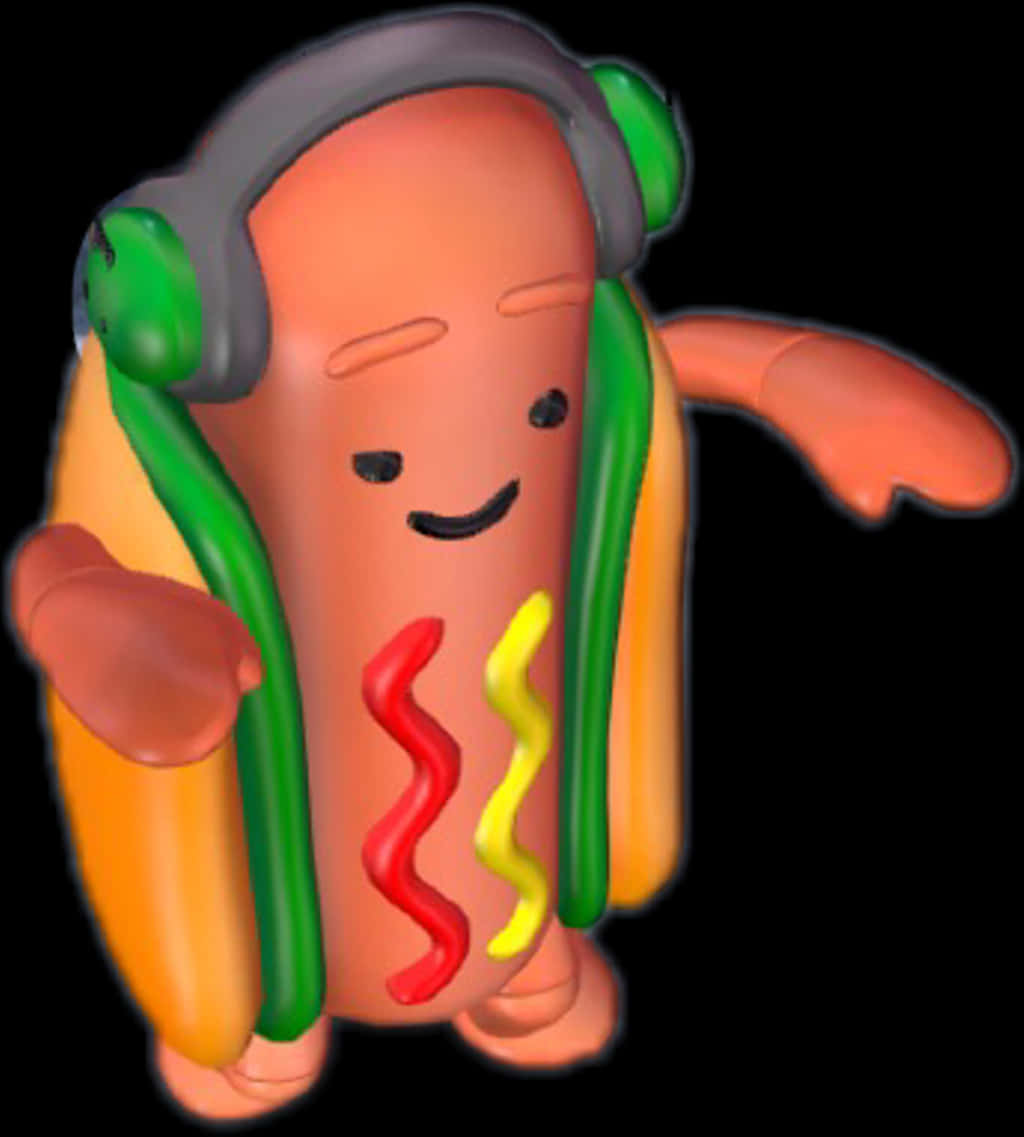 A Hot Dog Wearing Headphones