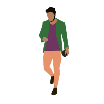 A Man In A Green Jacket And Orange Pants