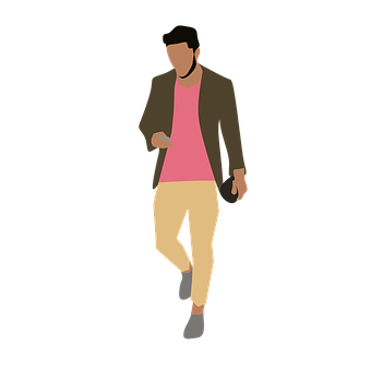 A Man In A Pink Shirt And Brown Jacket