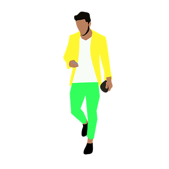 A Man In Yellow Jacket And Green Pants