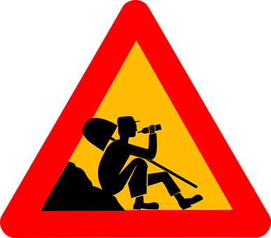 A Road Sign With A Man Drinking From A Bottle