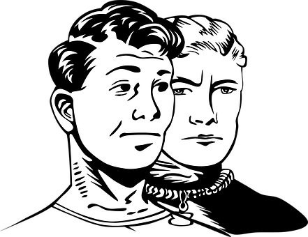A Black And White Drawing Of Two Men