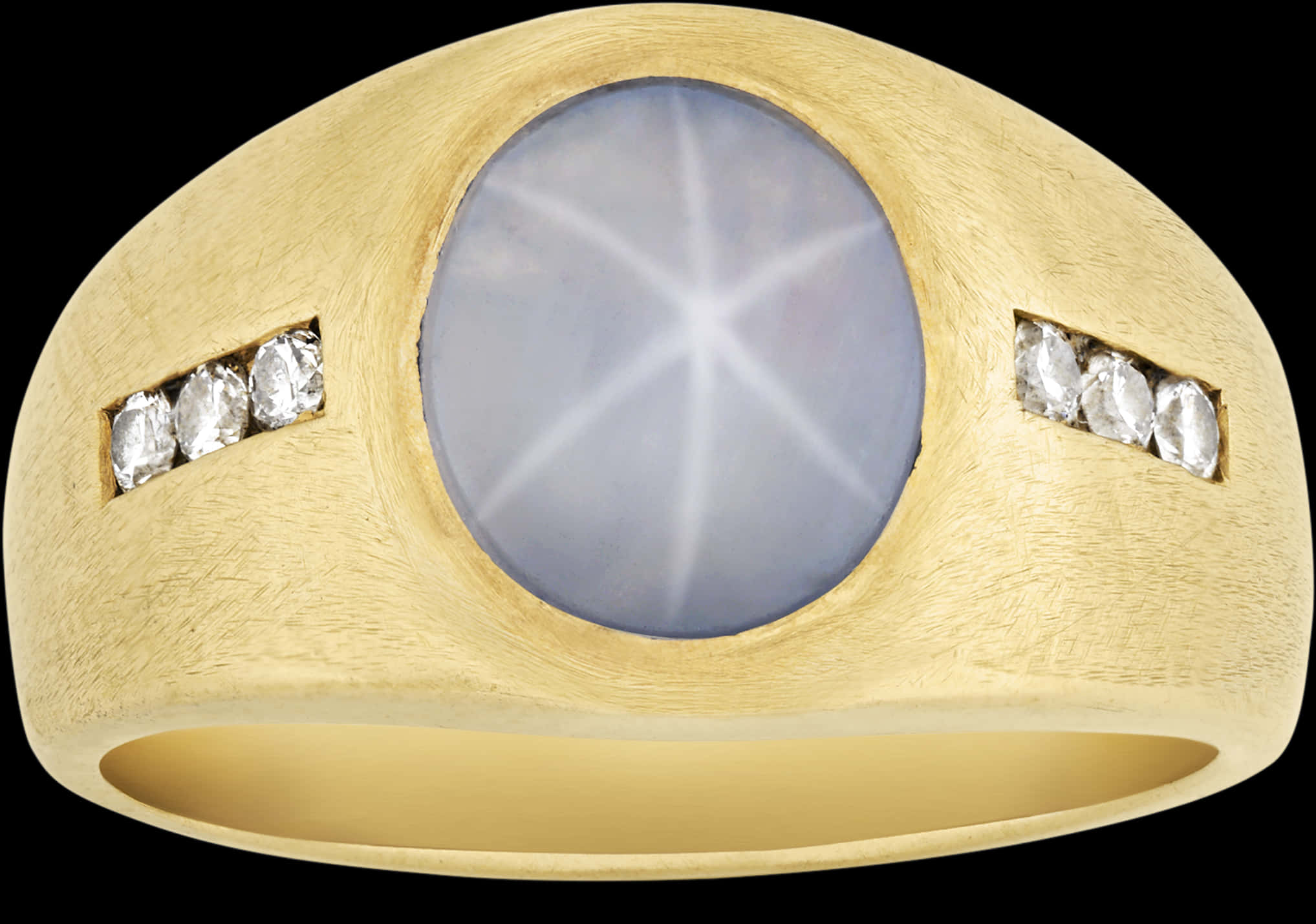 A Gold Ring With A Blue Stone And Diamonds