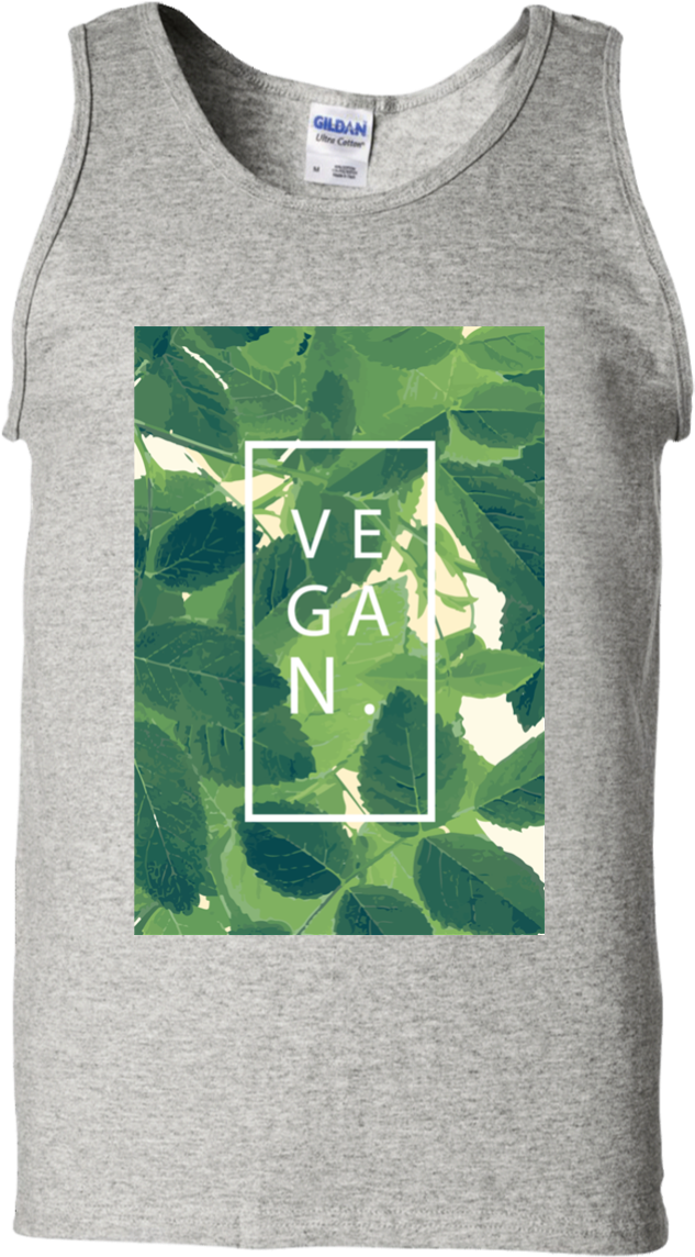 A Grey Tank Top With Green Leaves On It