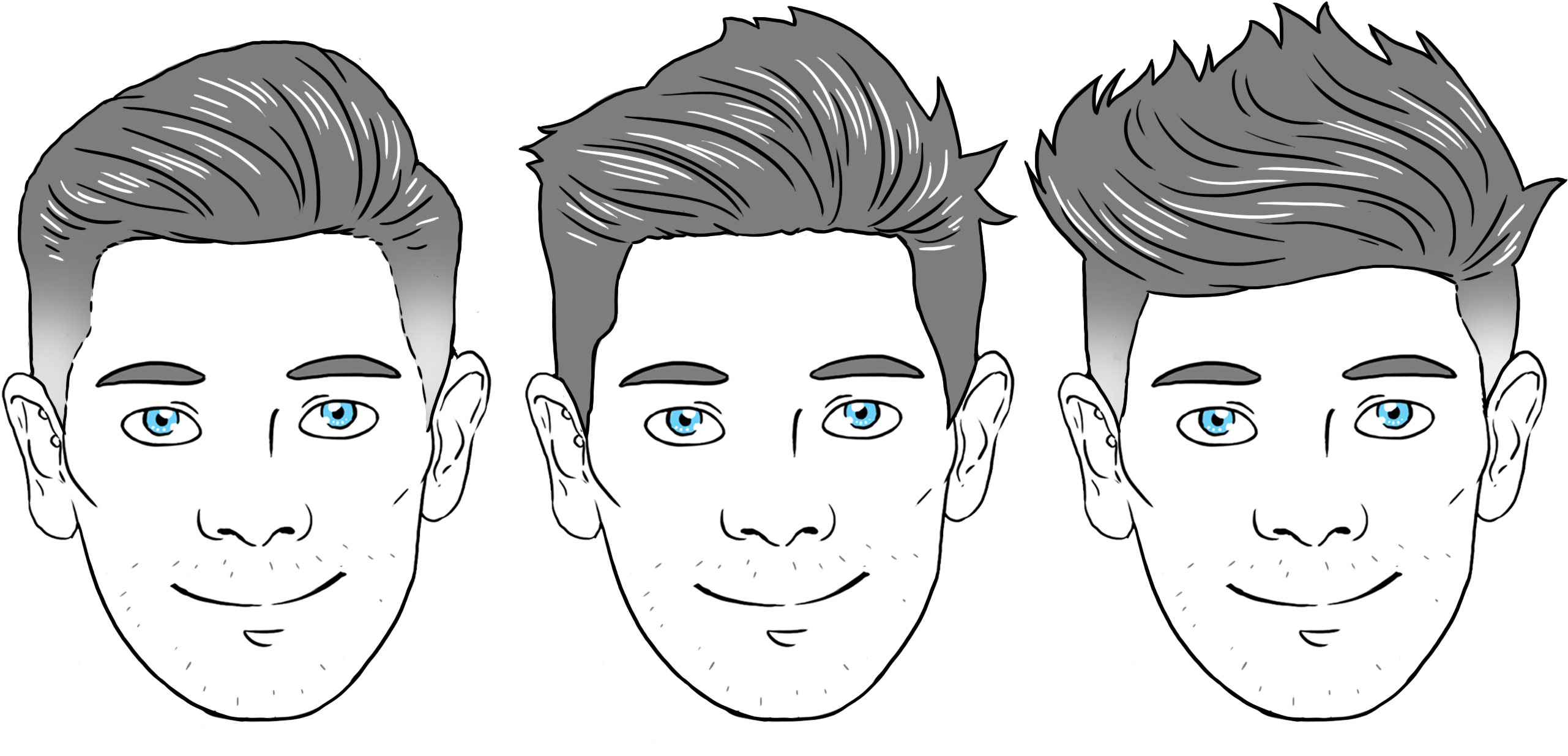 A Man's Face With Different Hair Styles