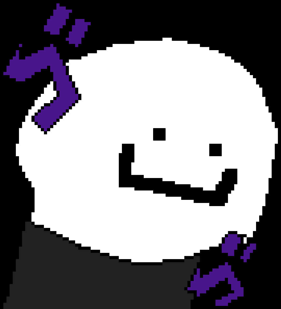 A Cartoon Of A White And Purple Object With A Face