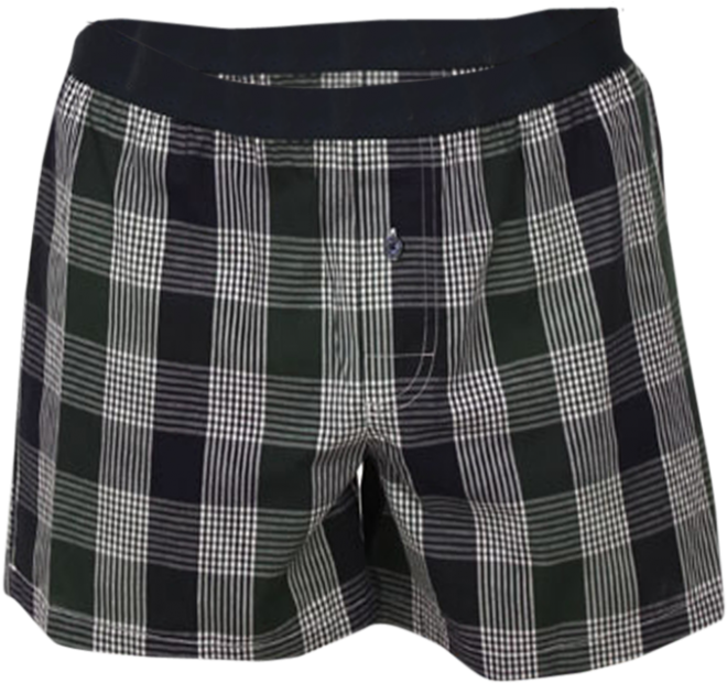 A Pair Of Black And White Plaid Boxer Shorts