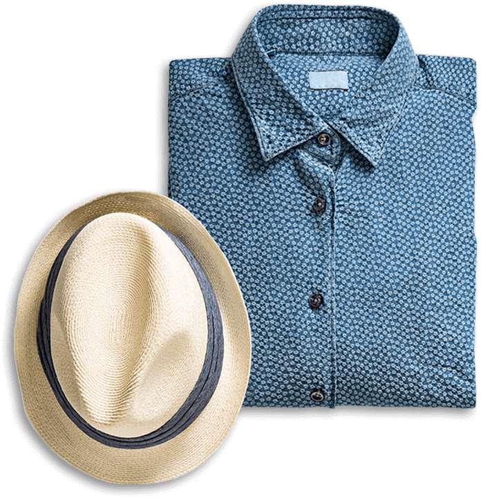 A Blue Shirt And Hat