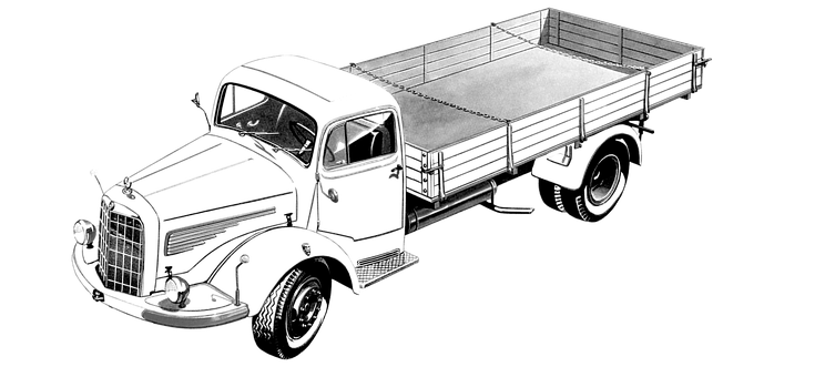 A Black And White Drawing Of A Truck