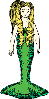 A Cartoon Of A Woman In A Mermaid Garment