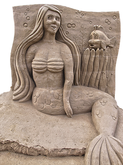 A Sand Sculpture Of A Mermaid
