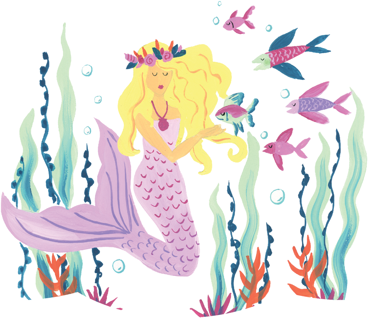 A Mermaid With Fish And Algae